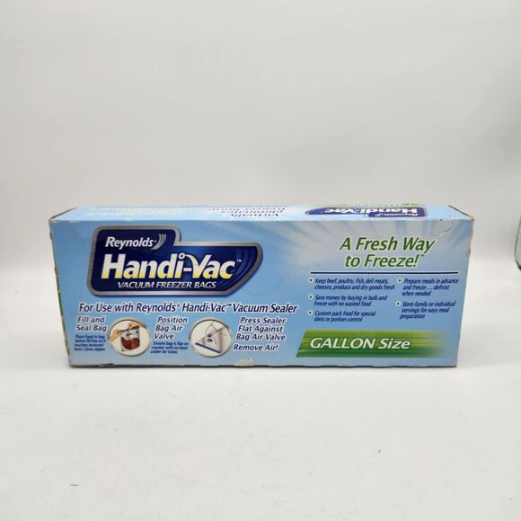 Reynolds Handi-Vac Vacuum Freezer Bags 9 x Gallon Size NOS Sealed Box - Picture 3 of 6